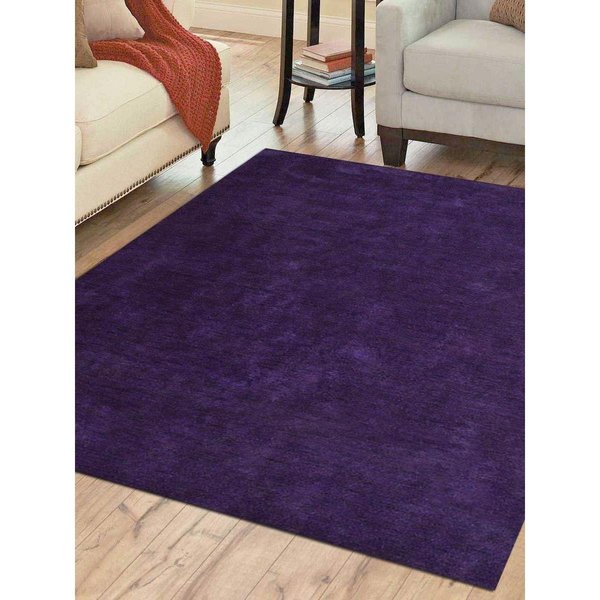 Glitzy Rugs 10 x 10 ft. Hand Knotted Gabbeh Silk Solid Square Area RugPurple UBSLS0111L0025C13